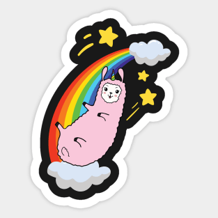 Llama On A Rainbow Sticker